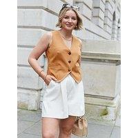 V By Very X Laura Byrnes Button Through Waistcoat - Tan