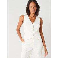 V By Very X Laura Byrnes Double Button Waistcoat - Cream