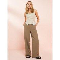 V By Very Texture Viscose Trousers - Green