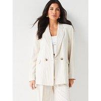 V By Very X Tara Maynard Stripe Linen Blazer Co-Ord - Beige