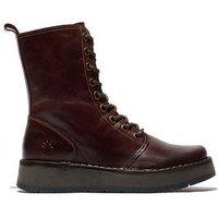 Fly London Rami043 Lace Up Wedged Ankle Boots - Wine