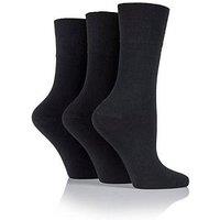 Heat Holders 3 Pair Ladies Gentle Grip Core Plain - Black
