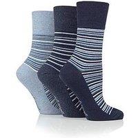 Heat Holders 3 Pair Ladies Gentle Grip Socks - City Varied Stripe - Multi