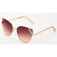 V By Very Ladies Metal Sunglasses With Pearl Detail