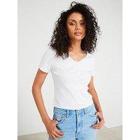 Levi'S Monica Short Sleeve Ribbed Button Down T-Shirt - White