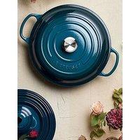 Le Creuset Signature 30 Cm Shallow Cast Iron Casserole In Deep Teal