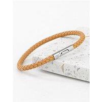 Treat Republic Personalised Men'S Infinity Capsule Leather Bracelet - Tan