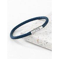 Treat Republic Personalised Men'S Infinity Capsule Leather Bracelet - Teal