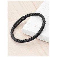 Treat Republic Personalised Men'S Woven Black Leather Bracelet