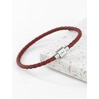 Treat Republic Personalised Men'S Infinity Woven Leather Bracelet - Burnt Sienna