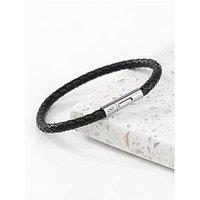 Treat Republic Personalised Men'S Infinity Capsule Leather Bracelet - Black