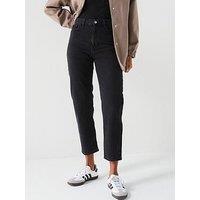 V By Very High Waist Mom Jeans - Washed Black