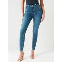 V By Very High Waist Contour Skinny Jeans - Mid Wash