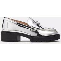 Coach Leah Metallic Leather Loafers - Silver