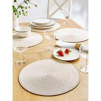 Very Home Set Of 4 Natural Round Placemats In Beige
