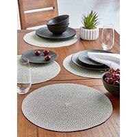 Very Home Set Of 4 Natural Round Placemats In Black And White