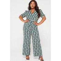 Ax Paris Curve Printed Jumpsuit - Multi