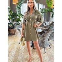 Ax Paris Smock Dress - Khaki