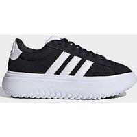 Adidas Sportswear Women'S Grand Court Platform Suede Trainers - Black