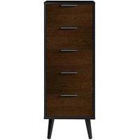 Julian Bowen Alba 5 Drawer Narrow Chest - Black/Walnut