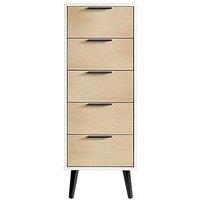 Julian Bowen Alba 5 Drawer Narrow Chest - White/Oak