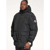 D555 Quilted Zip Hood Parka - Black