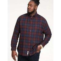 D555 Flannel Check Shirt With Button Down Collar - Red