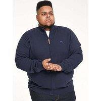 D555 Zip Through Knitted Sweater - Navy