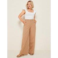 V By Very X Laura Byrnes Jersey Wide Leg Trouser - Camel