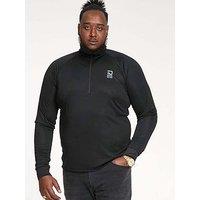 D555 Dry Wear L/S Zip-Up T-Shirt - Black