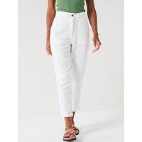 V By Very Linen Blend Straight Leg Trouser - White