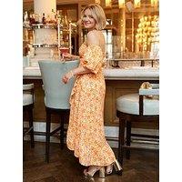 V By Very X Laura Byrnes Bardot Floral Midi Dress - Orange