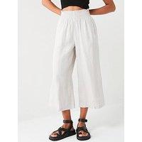 V By Very Premium Pure Linen Wide Leg Trousers - Natural