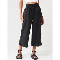 V By Very Premium Pure Linen Wide Leg Trousers - Black