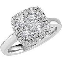 Love Diamond Penelope 9Ct White Gold Lab Grown Cushion 1.00Ct G Vs Diamond Ring