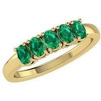 The Love Collection Nancy 9Ct Gold 5 Stone Natural Oval Emerald Eternity Ring