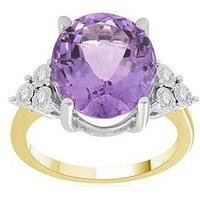 Love Gem Sofia 9Ct Gold Natural Amethyst 12X10Mm Oval 0.15Ct Lab Grown Diamond Ring