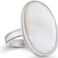 The Love Collection Sterling Silver White Mother Of Pearl 15Mm X 20Mm Oval Split-Shoulder Ring