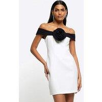 River Island Bardot Corsage Dress - White