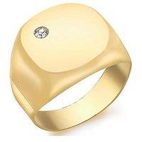 Love Gold 9Ct Yellow Gold 2.5Mm Round White Cz 15.5Mm X 15.5Mm Square Signet Ring