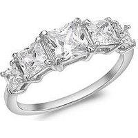 Love Gold 9Ct White Gold Princess Cut Cz Graduated 5-Stone Ring