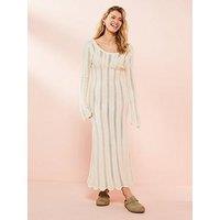 V By Very Crochet Long Sleeve Maxi Dress - Cream