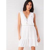 V By Very Frill Detail Cotton Beach Dress