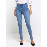 River Island High Rise Kaia Jeans - Mid Blue