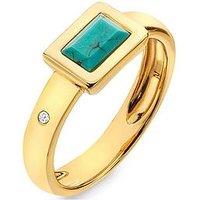 Hot Diamonds x Gemstones Rectangle Turquoise Ring DR261