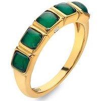Hot Diamonds Hdxgem Square Ring - Green Agate