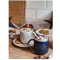 Denby Porcelain Stars Mugs In White &Ndash; Set Of 2