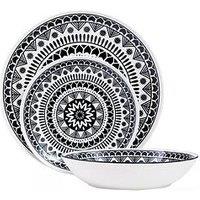 Premier Housewares Maya Black And White 12-Piece Dinner Set