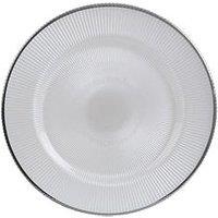 Premier Housewares Set Of 2 Embossed White Glass Charger Plates