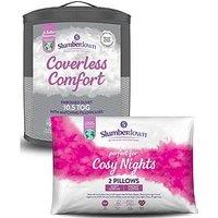 Slumberdown Coverless Comfort Waffle 10.5 Tog Bedding Bundle - Grey/White